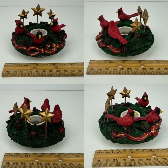 Old Virginia‎ Candle Company Cardinal Birds Gold Stars Candle Capper w Orig Box - Picture 5 of 15